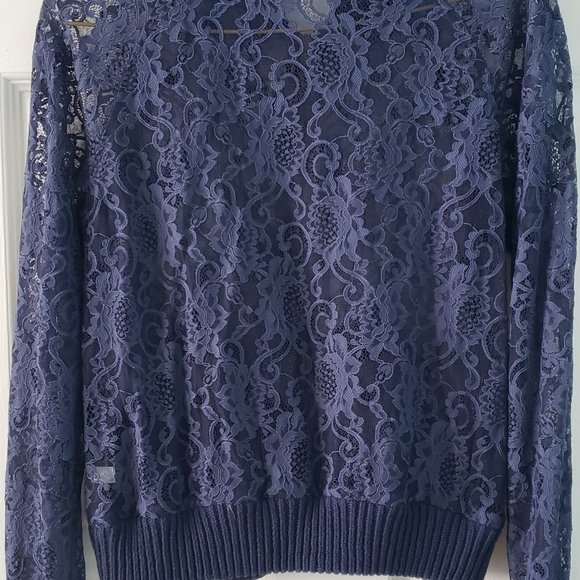 Victoria's Secret navy lace bomber-style zip-up jacket, size xs - Picture 10 of 12
